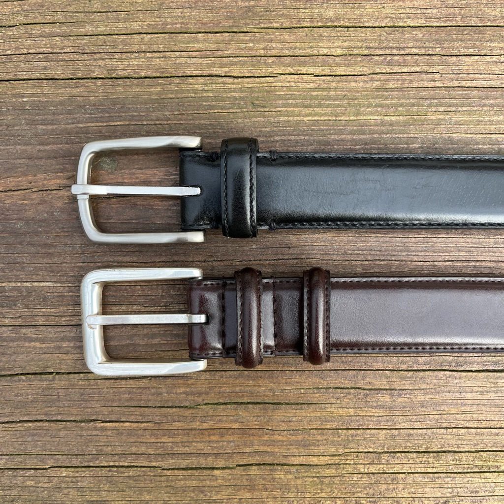 Mens Black And Brown Leather Belts With Silver Buckles